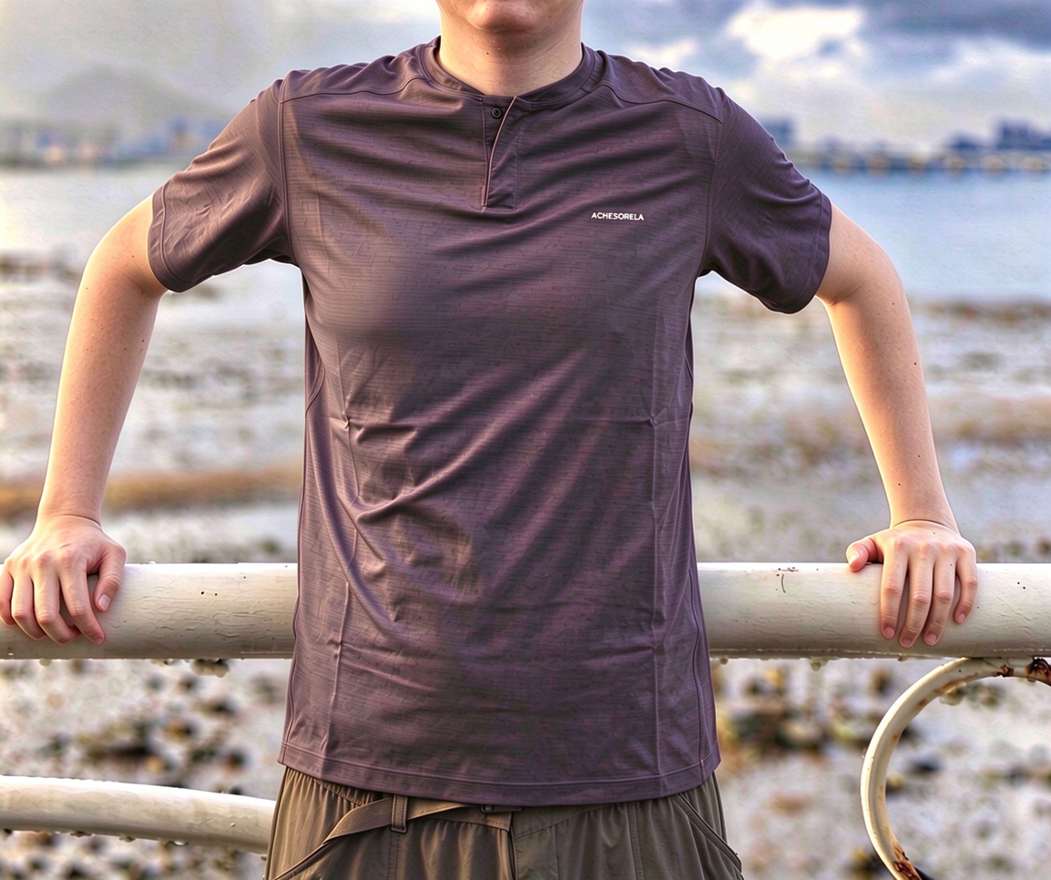 ACHESORELA ELITE Outdoor Quick-Dry Lightweight Men's Henley T-Shirt