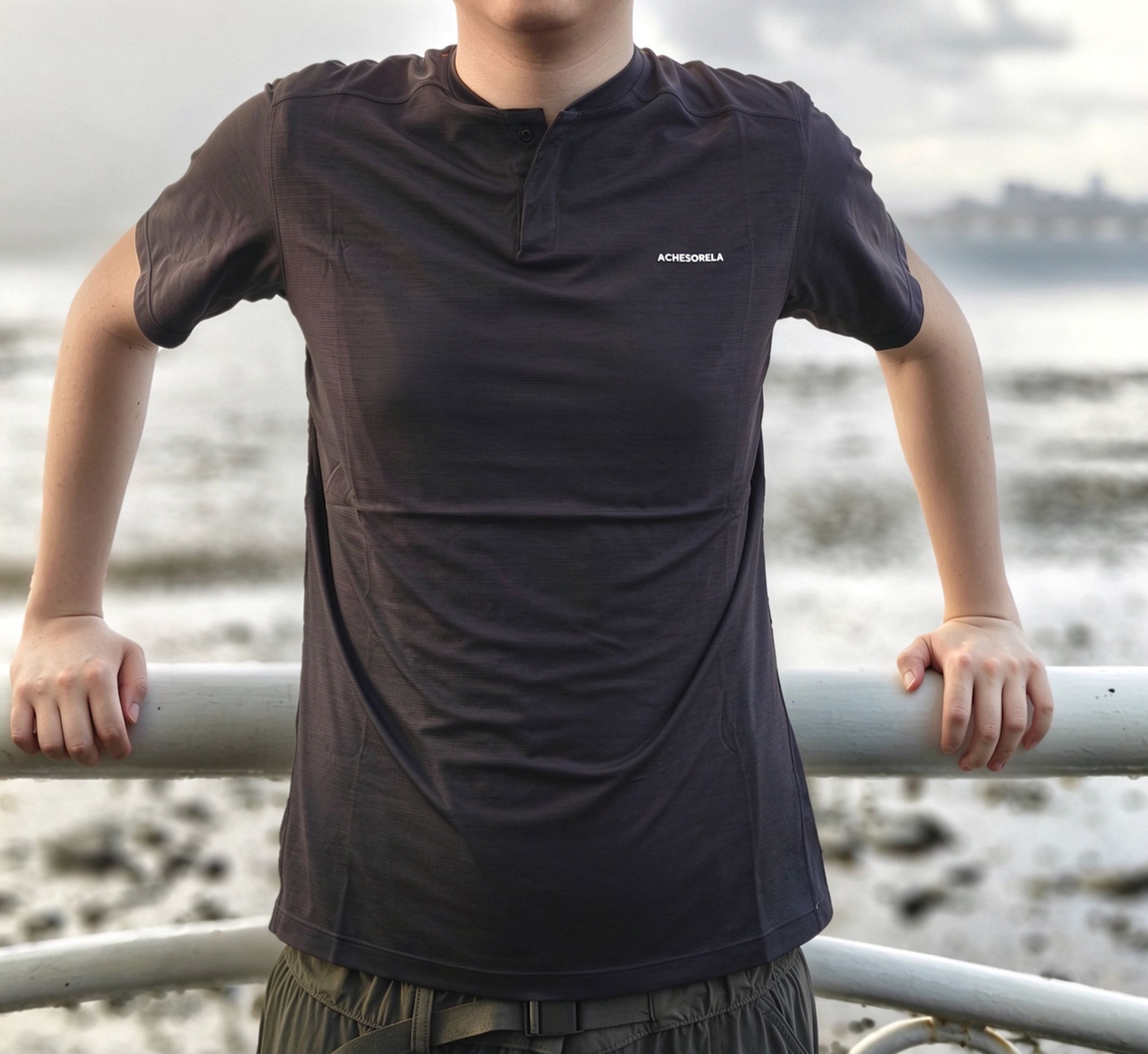ACHESORELA ELITE Outdoor Quick-Dry Lightweight Men's Henley T-Shirt