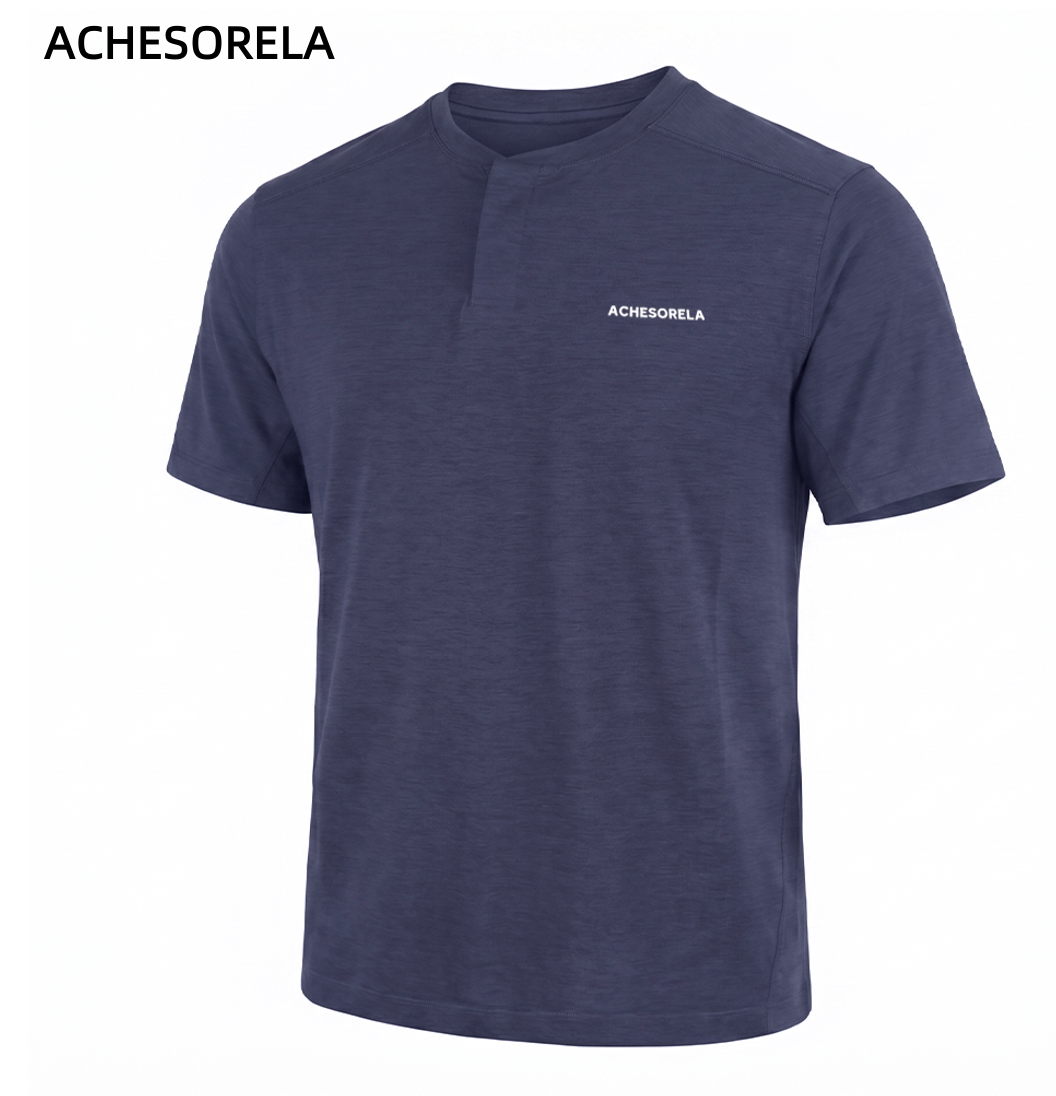 ACHESORELA ELITE Outdoor Quick-Dry Lightweight Men's Henley T-Shirt