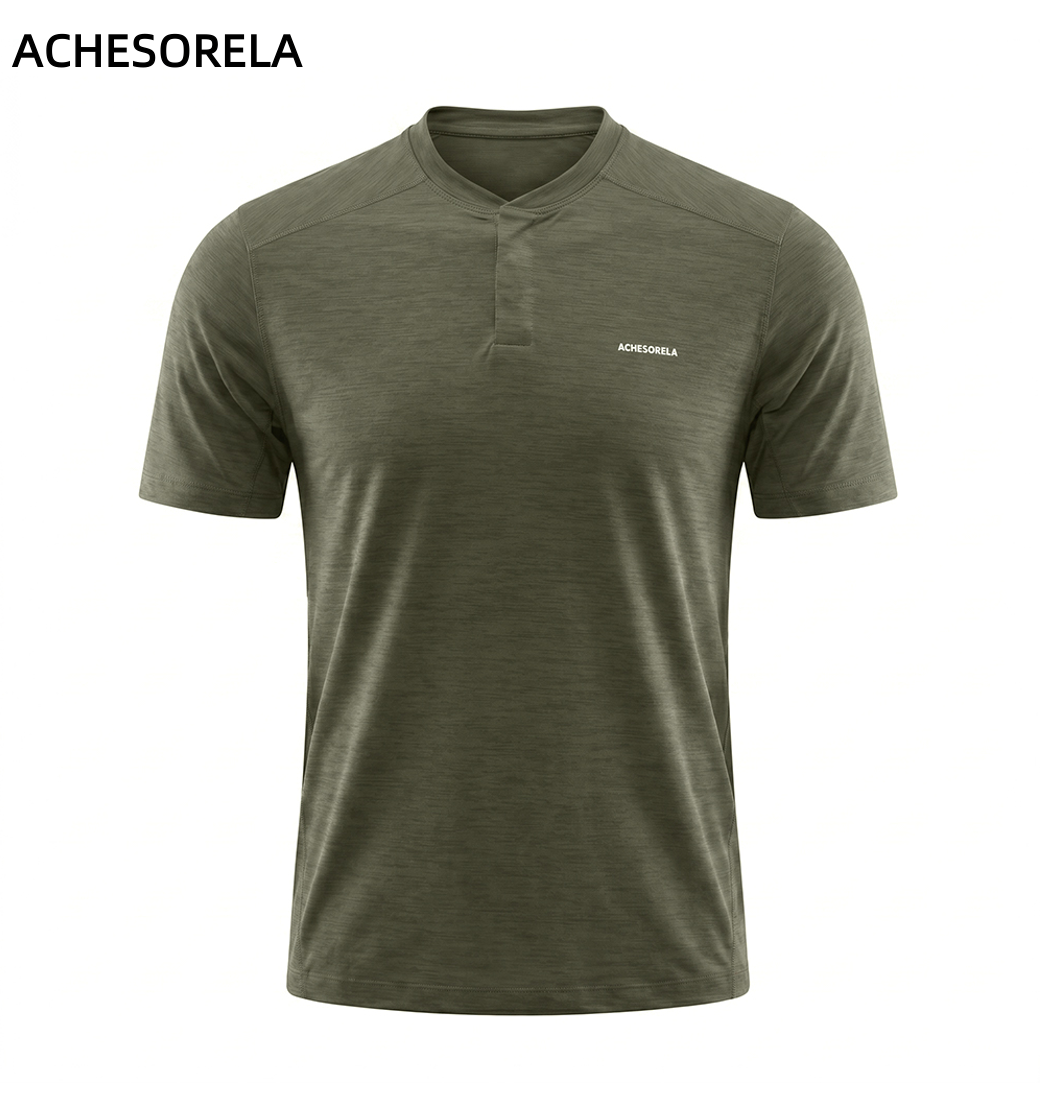 ACHESORELA ELITE Outdoor Quick-Dry Lightweight Men's Henley T-Shirt