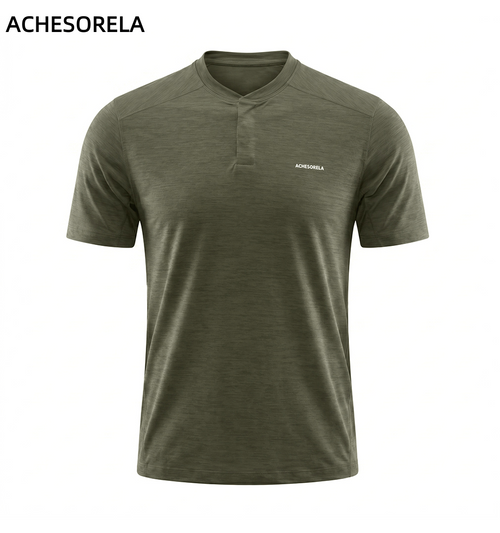 ACHESORELA ELITE Outdoor Quick-Dry Lightweight Men's Henley T-Shirt