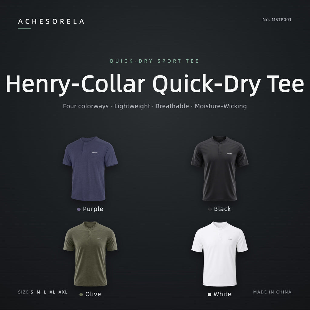 ACHESORELA ELITE Outdoor Quick-Dry Lightweight Men's Henley T-Shirt