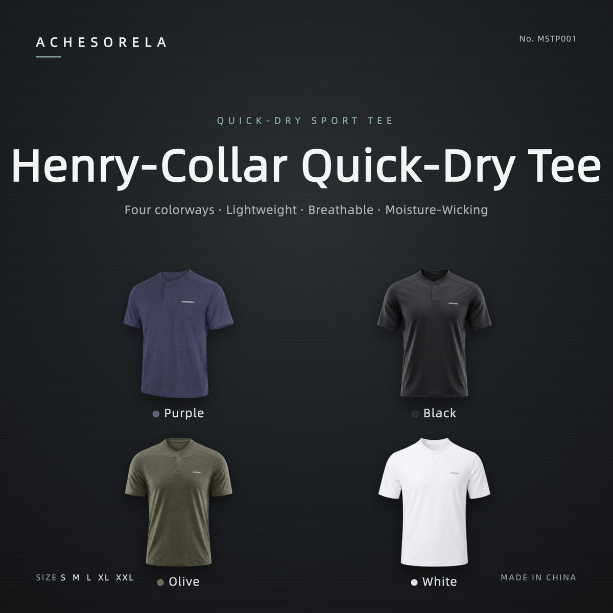 ACHESORELA ELITE Outdoor Quick-Dry Lightweight Men's Henley T-Shirt