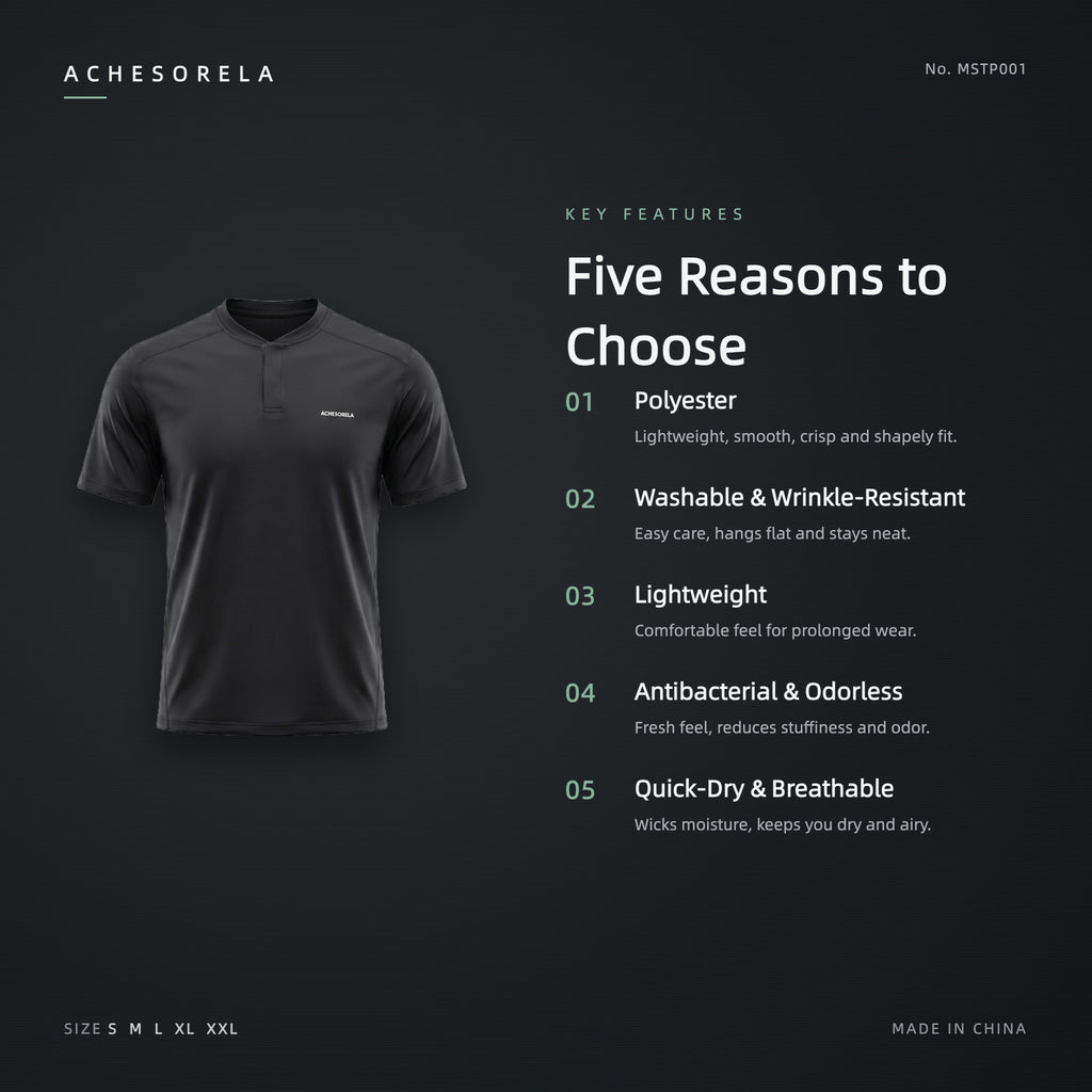 ACHESORELA ELITE Outdoor Quick-Dry Lightweight Men's Henley T-Shirt