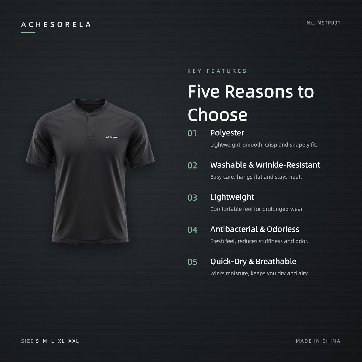 ACHESORELA ELITE Outdoor Quick-Dry Lightweight Men's Henley T-Shirt