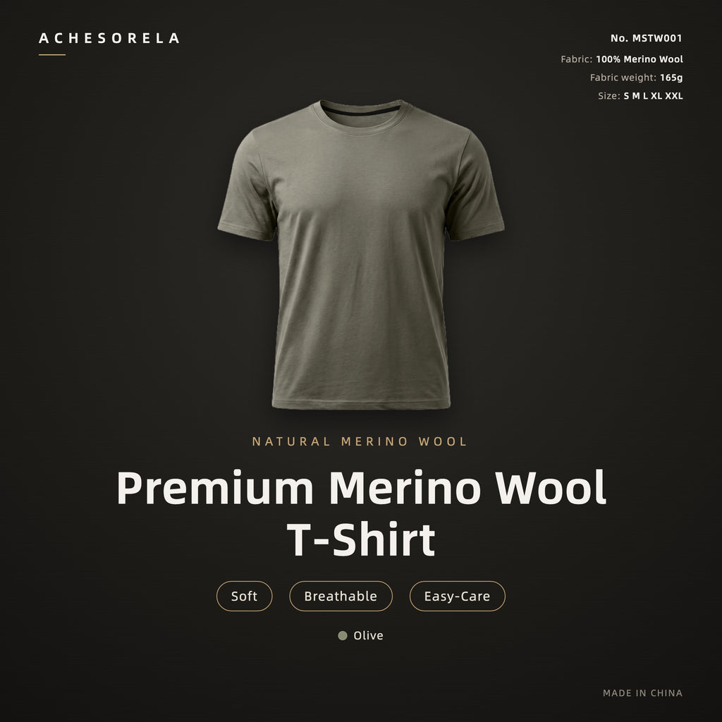 ACHESORELA WOOLLEN Merino Wool Outdoor Casual Crew-Neck T-Shirt
