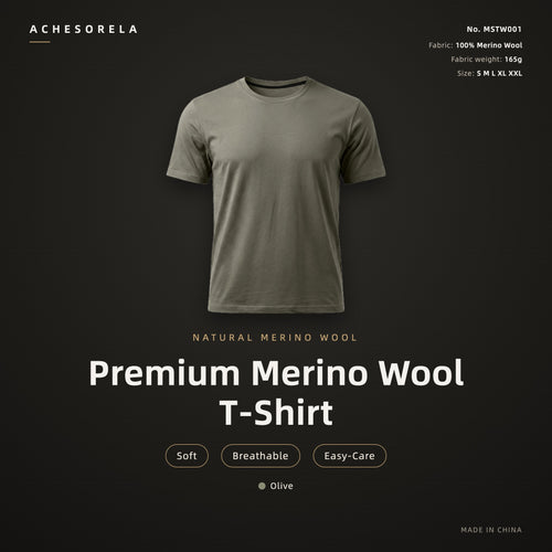 ACHESORELA WOOLLEN Merino Wool Outdoor Casual Crew-Neck T-Shirt